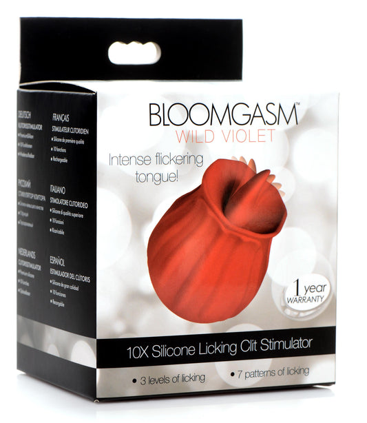 Bloomgasm Wild Violet 10x Silicone Clit Licking Stimulator - Red